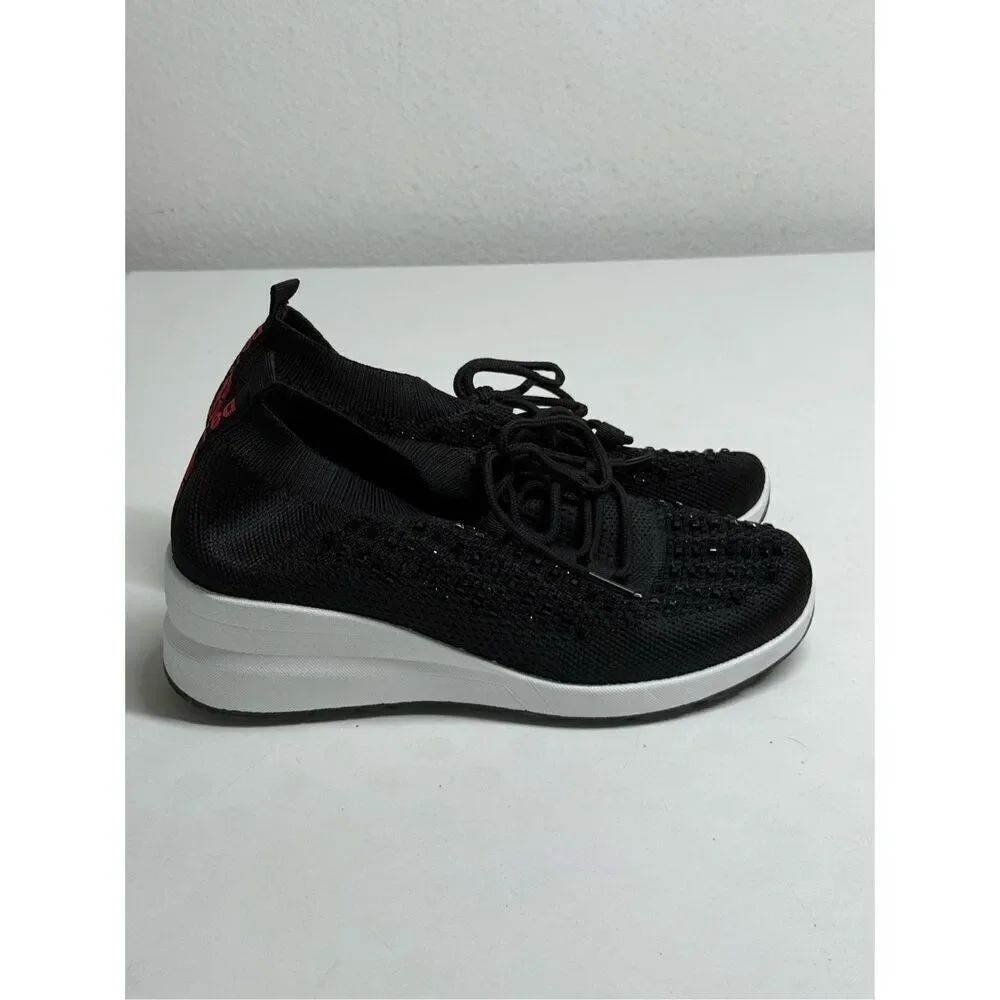 Red Women's Carly Sparkle Orthopedic Arch Support Knit Sneakers Size 8,5 Black